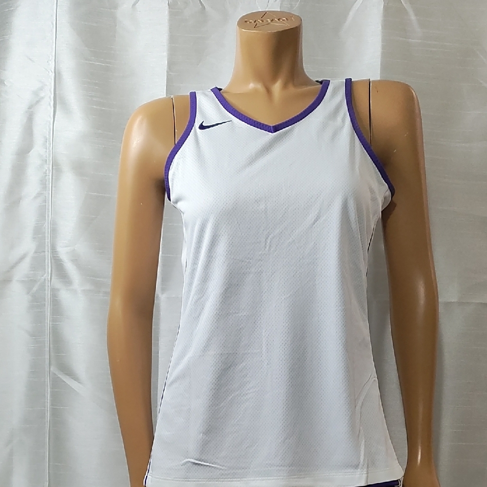 Nike White and Purpleโ Sleeveless Tank Top